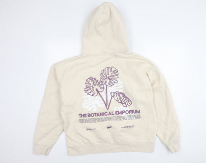 Stampd Unisex Beige Pullover Hoodie Size 12 Graphic Botanical Print