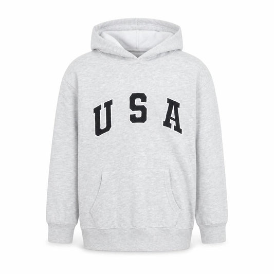 New Look Girls Grey USA Hoodie 12-13 Years Pullover Long Sleeve