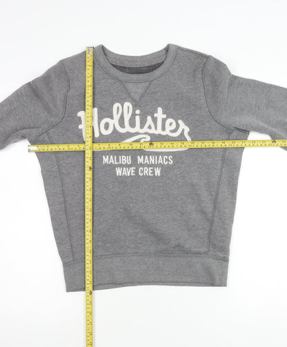 Hollister Women’s Grey Sweatshirt Small Logo Crew Neck Casual