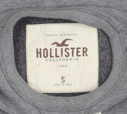 Hollister Women’s Grey Sweatshirt Small Logo Crew Neck Casual