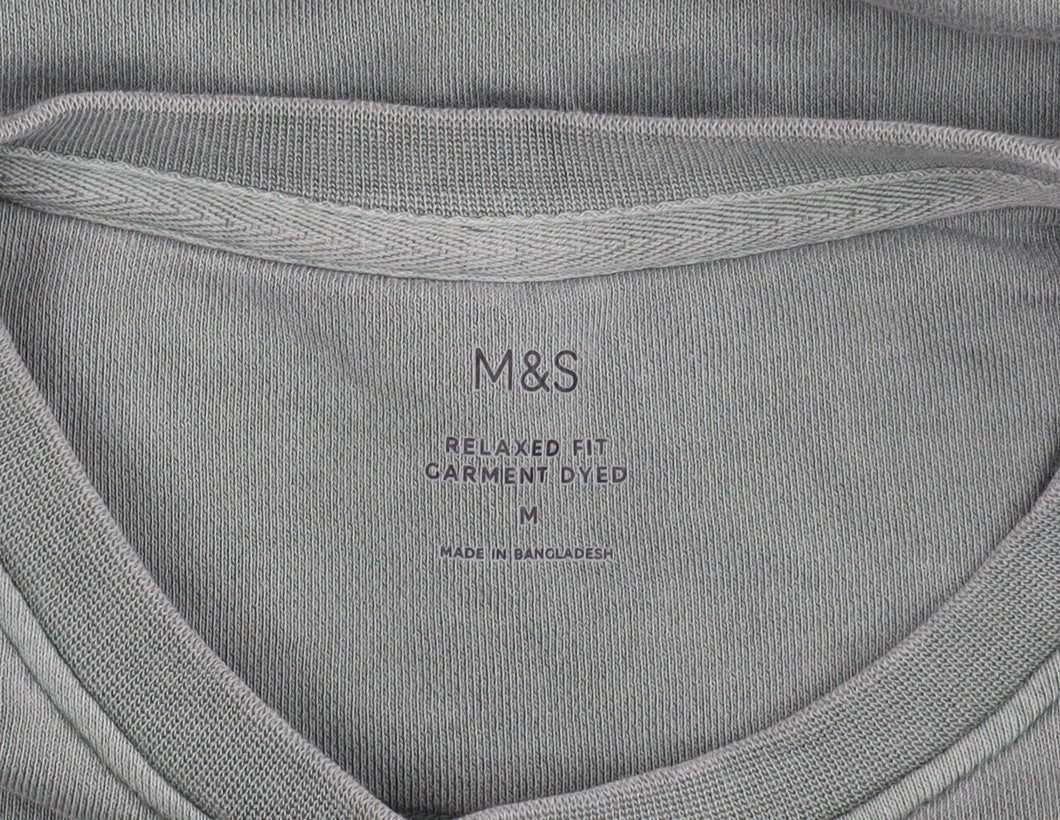 Marks and Spencer Unisex Green M Sweatshirt Relaxed Fit Cotton