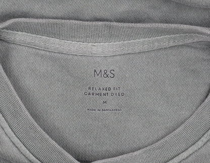 Marks and Spencer Unisex Green M Sweatshirt Relaxed Fit Cotton