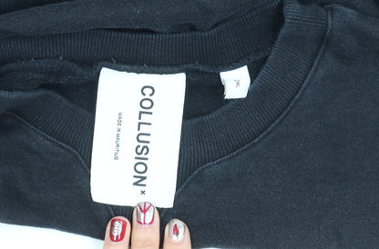 Collusion Women’s Black 2XL Crew Neck Pullover Sweatshirt Long Sleeve