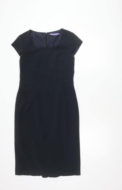 Autonomy Womens Black Work Sheath Dress Size 10 Short Sleeve Knee Length