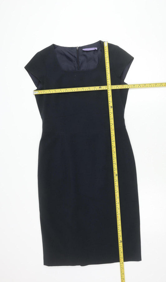 Autonomy Womens Black Work Sheath Dress Size 10 Short Sleeve Knee Length