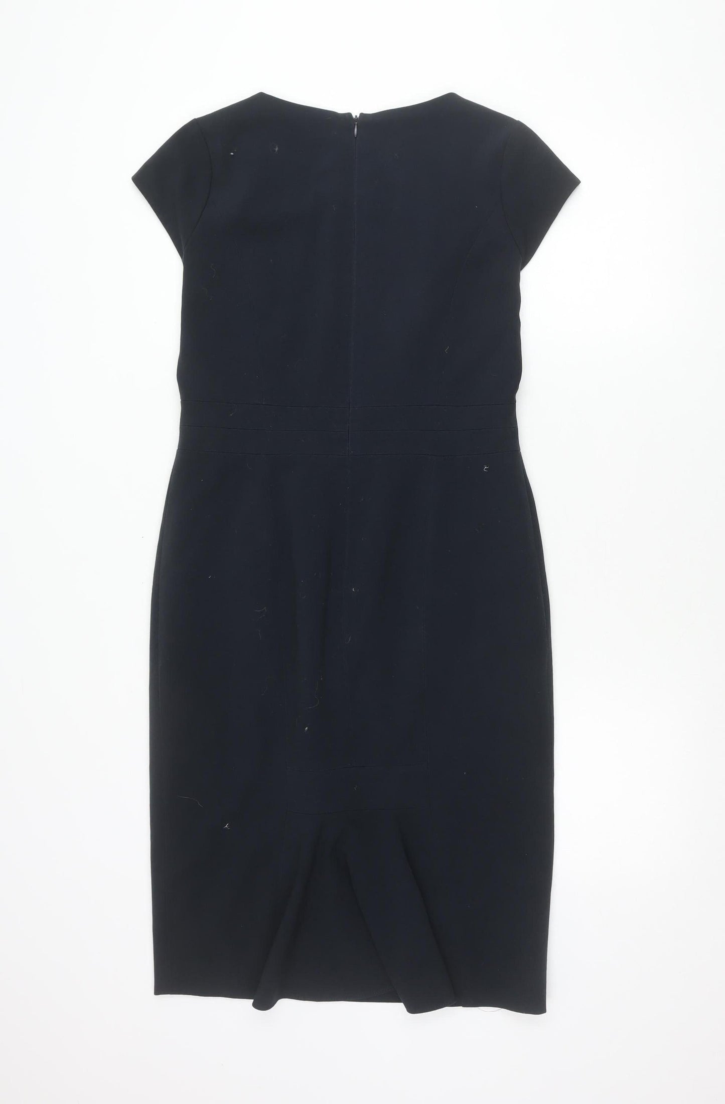 Autonomy Womens Black Work Sheath Dress Size 10 Short Sleeve Knee Length