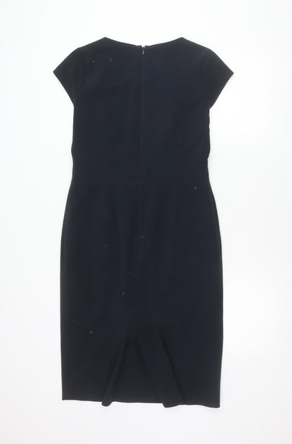 Autonomy Womens Black Work Sheath Dress Size 10 Short Sleeve Knee Length