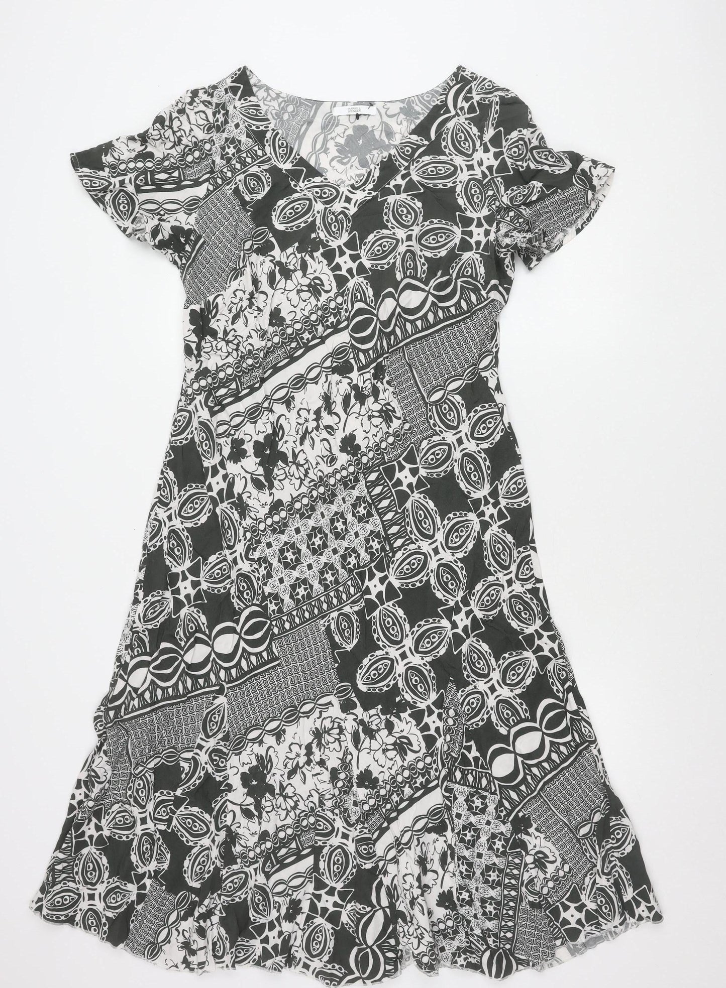 Marks and Spencer Womens Black Patchwork Knee Length Shift Dress UK14