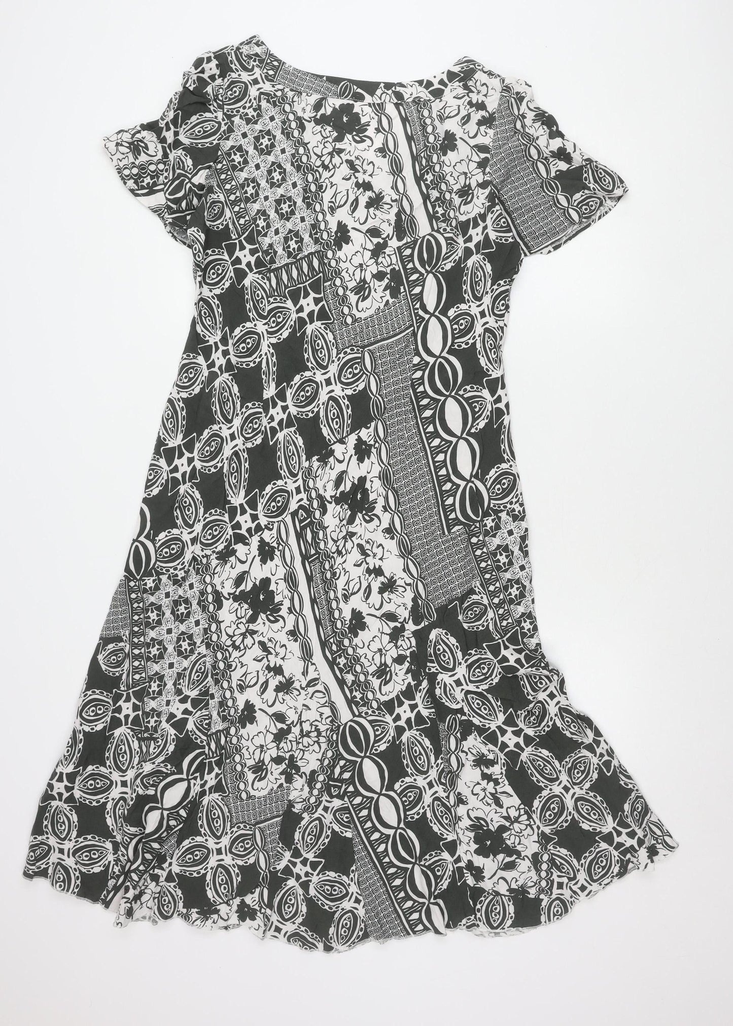 Marks and Spencer Womens Black Patchwork Knee Length Shift Dress UK14