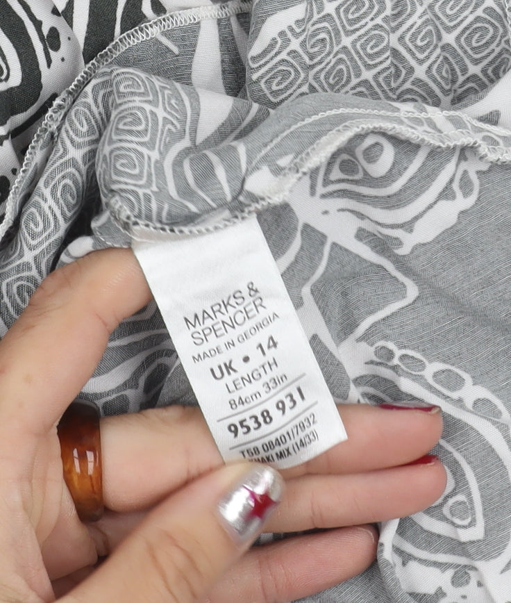 Marks and Spencer Womens Black Patchwork Knee Length Shift Dress UK14