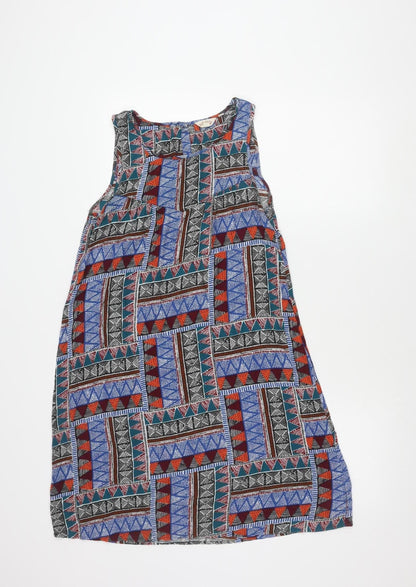 Fat Face Womens Multicoloured Geometric Scoop Neck Shift Dress Size 8