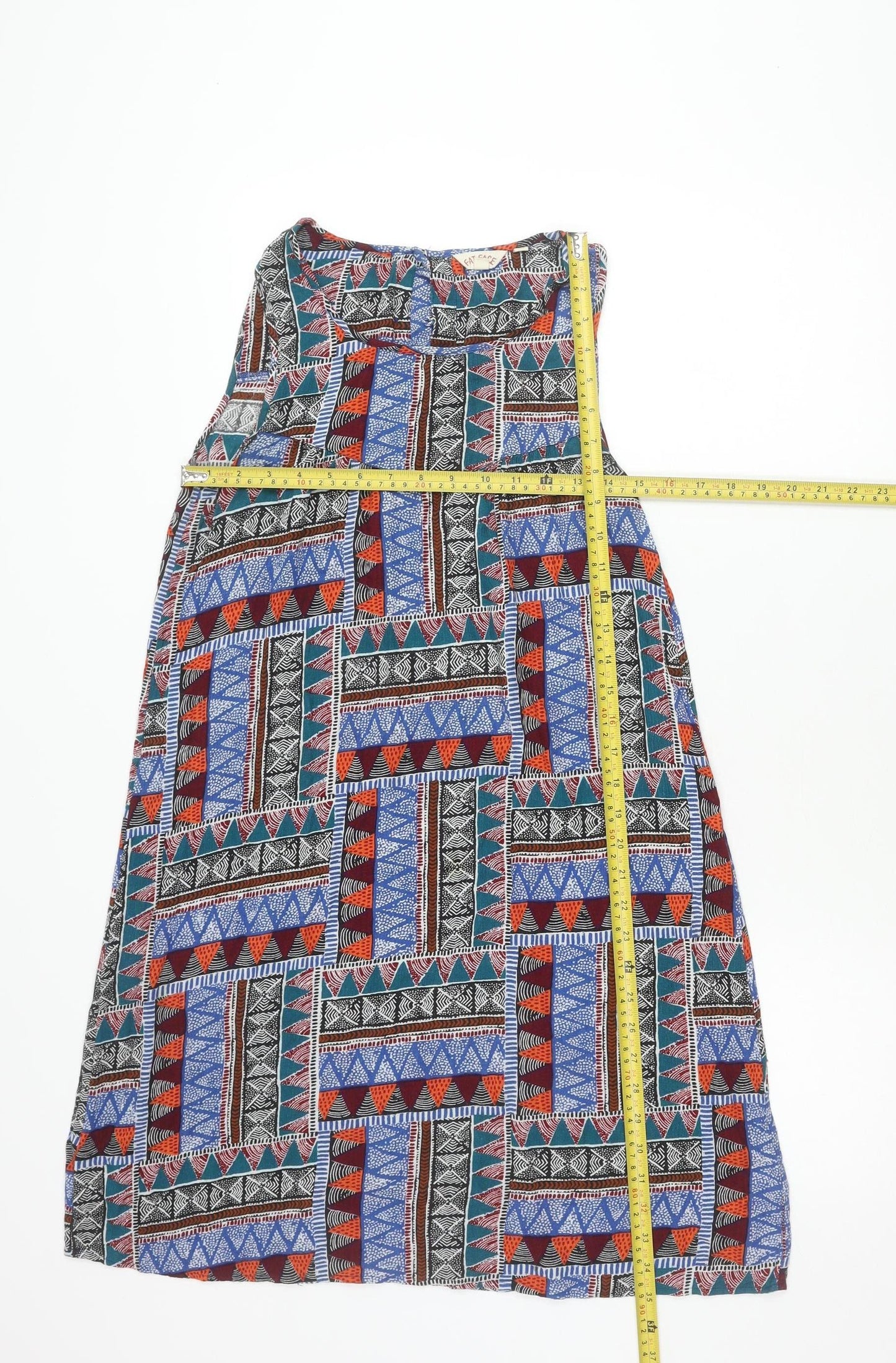 Fat Face Womens Multicoloured Geometric Scoop Neck Shift Dress Size 8