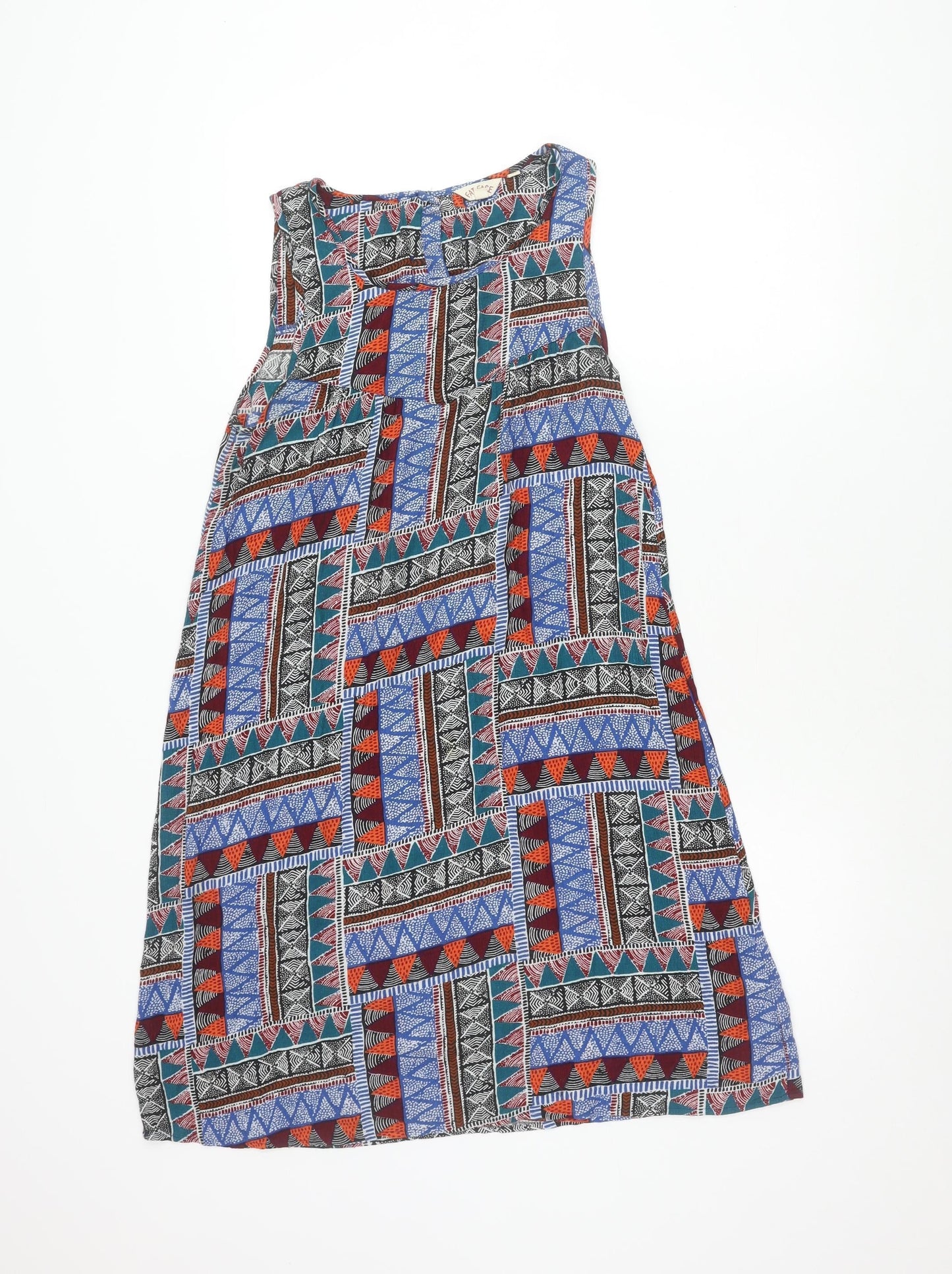Fat Face Womens Multicoloured Geometric Scoop Neck Shift Dress Size 8