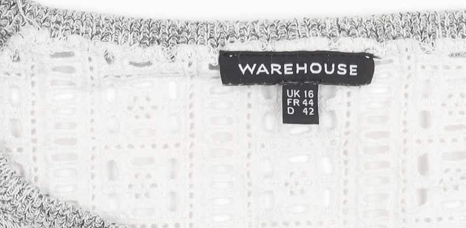 Womens UK Size 16 Warehouse Grey Tunic Blouse