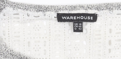 Womens UK Size 16 Warehouse Grey Tunic Blouse