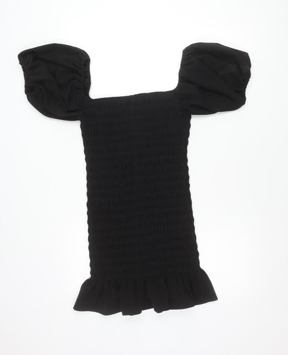 New Look Women Black Petite Size 10 Bodycon Puff Sleeve Dress
