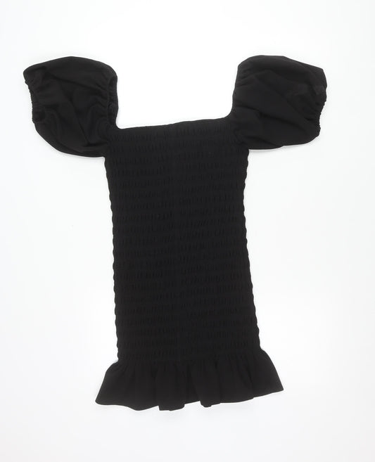 New Look Women Black Petite Size 10 Bodycon Puff Sleeve Dress