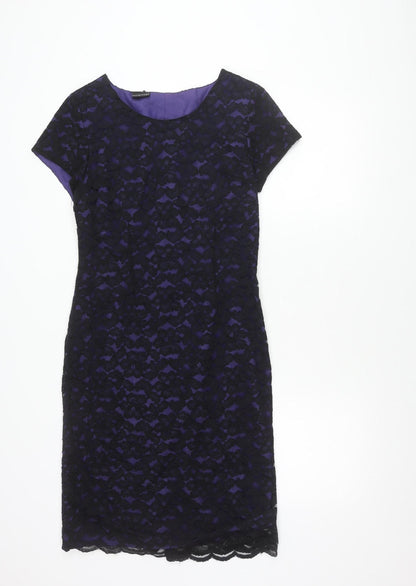 Occasions Women’s Purple Black Lace Sheath Dress Size 12