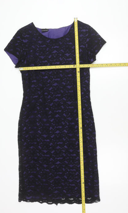 Occasions Women’s Purple Black Lace Sheath Dress Size 12