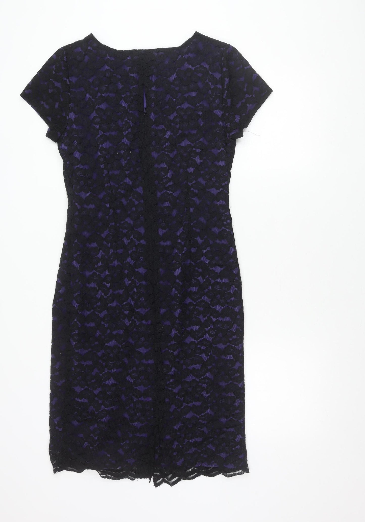Occasions Women’s Purple Black Lace Sheath Dress Size 12
