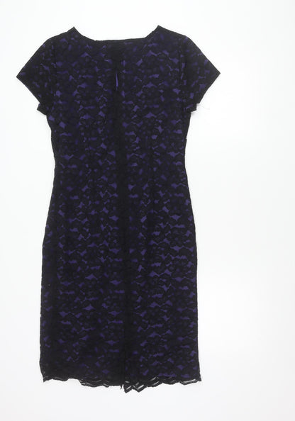 Occasions Women’s Purple Black Lace Sheath Dress Size 12