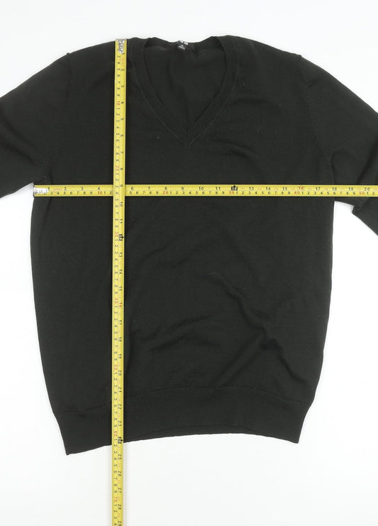 Uniqlo Men's Black Wool V-Neck Pullover Jumper XL