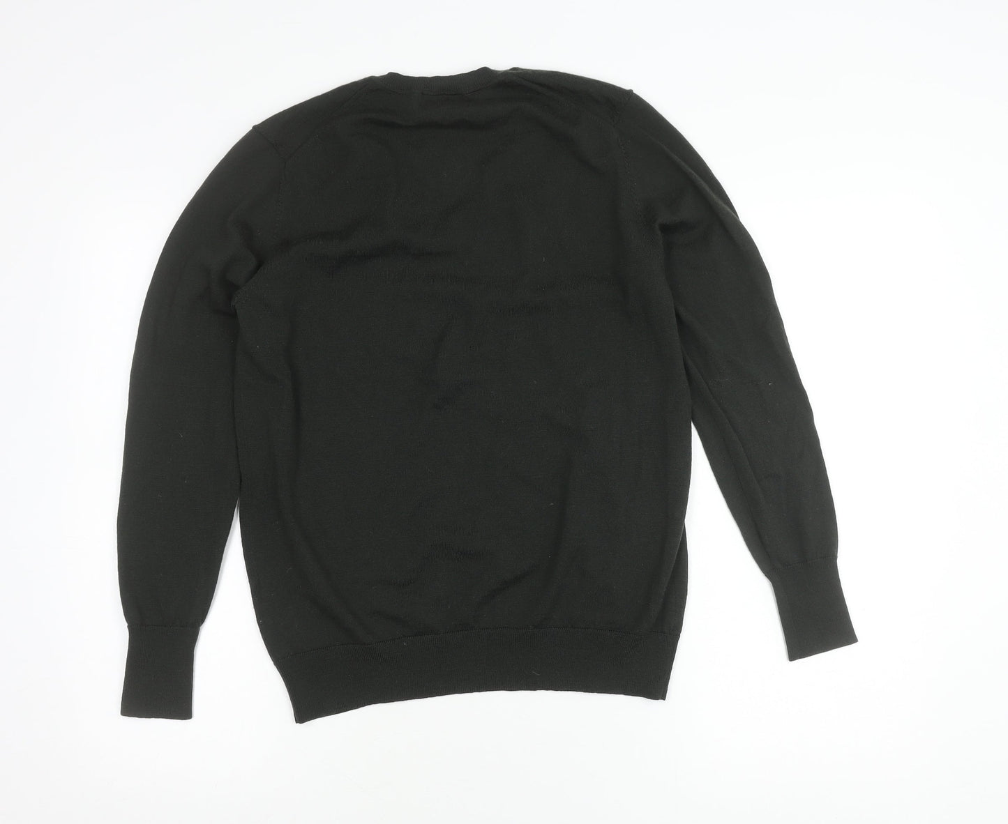 Uniqlo Men's Black Wool V-Neck Pullover Jumper XL