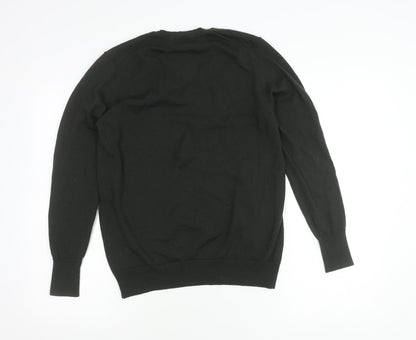 Uniqlo Men's Black Wool V-Neck Pullover Jumper XL