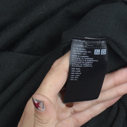 Uniqlo Men's Black Wool V-Neck Pullover Jumper XL