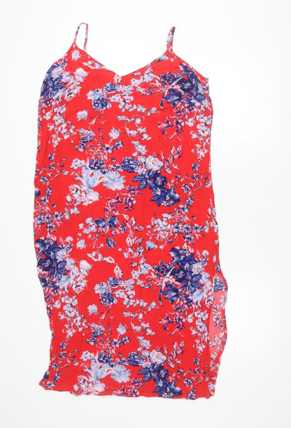 Marks and Spencer Women Red Floral Viscose Slip Dress Size 16