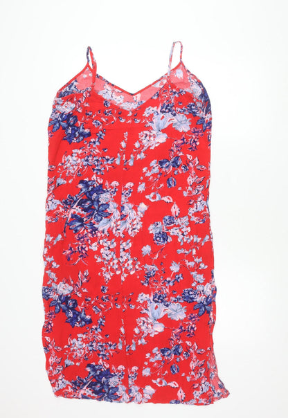Marks and Spencer Women Red Floral Viscose Slip Dress Size 16