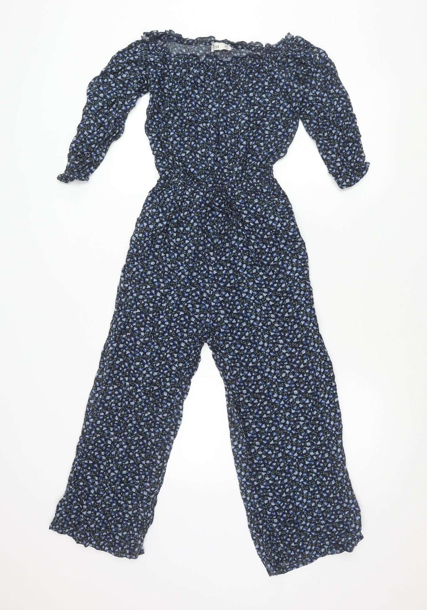Hollister Womens Blue Floral Wide-Leg Jumpsuit XS