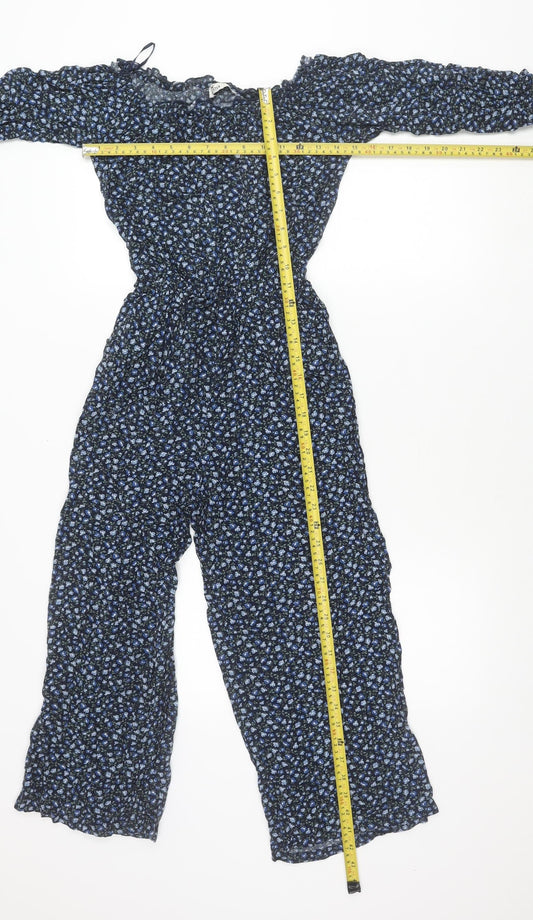 Hollister Womens Blue Floral Wide-Leg Jumpsuit XS
