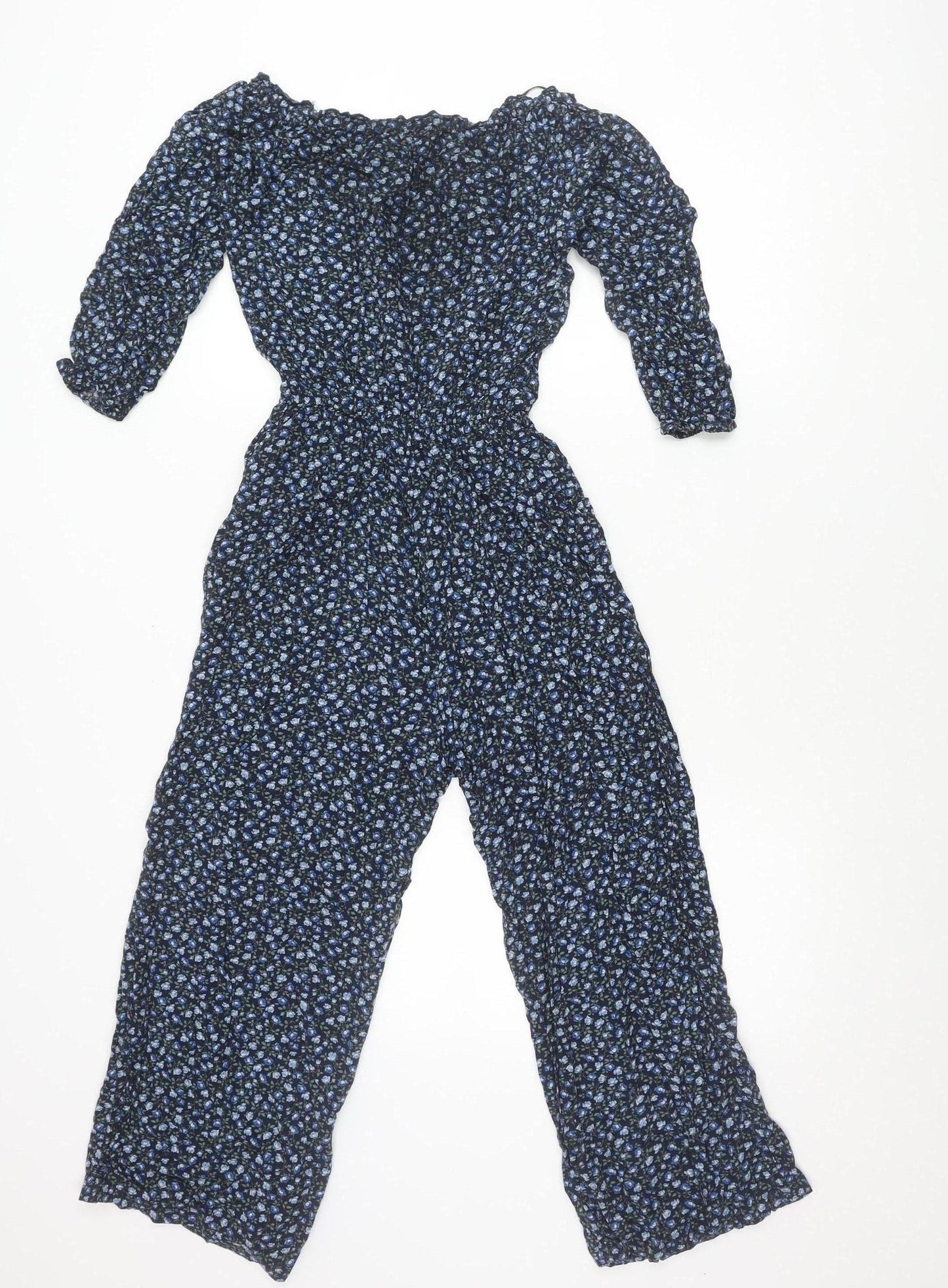 Hollister Womens Blue Floral Wide-Leg Jumpsuit XS