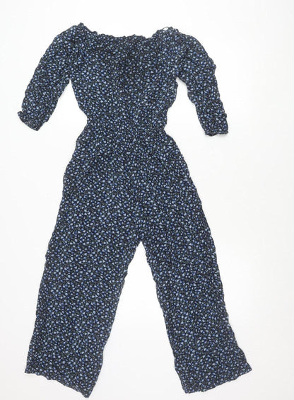 Hollister Womens Blue Floral Wide-Leg Jumpsuit XS