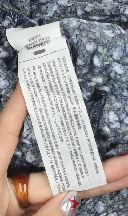 Hollister Womens Blue Floral Wide-Leg Jumpsuit XS