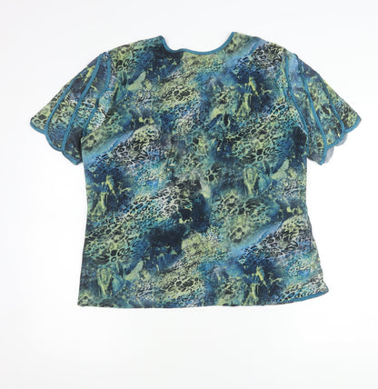 Bellina Womens Multicoloured Size 18 Tunic Blouse V-Neck Flutter Sleeve