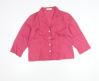 Platinum Women’s Pink Linen Collared Button-Up Shirt Size 14