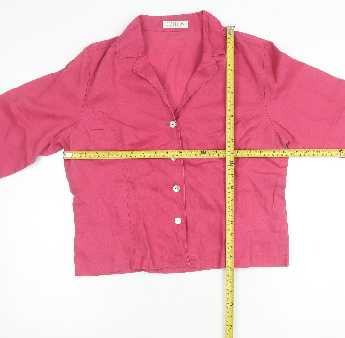 Platinum Women’s Pink Linen Collared Button-Up Shirt Size 14