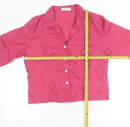 Platinum Women’s Pink Linen Collared Button-Up Shirt Size 14