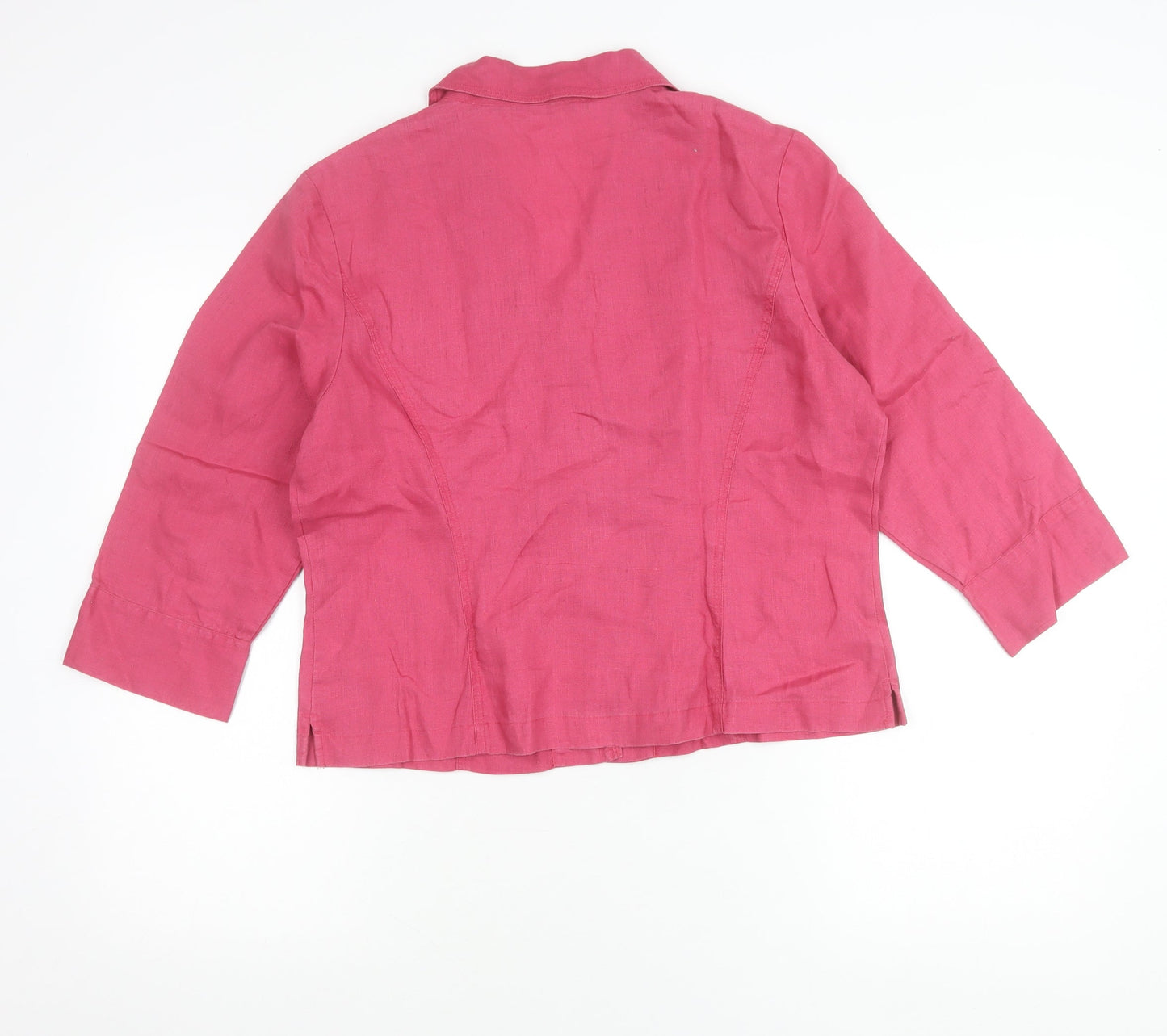 Platinum Women’s Pink Linen Collared Button-Up Shirt Size 14