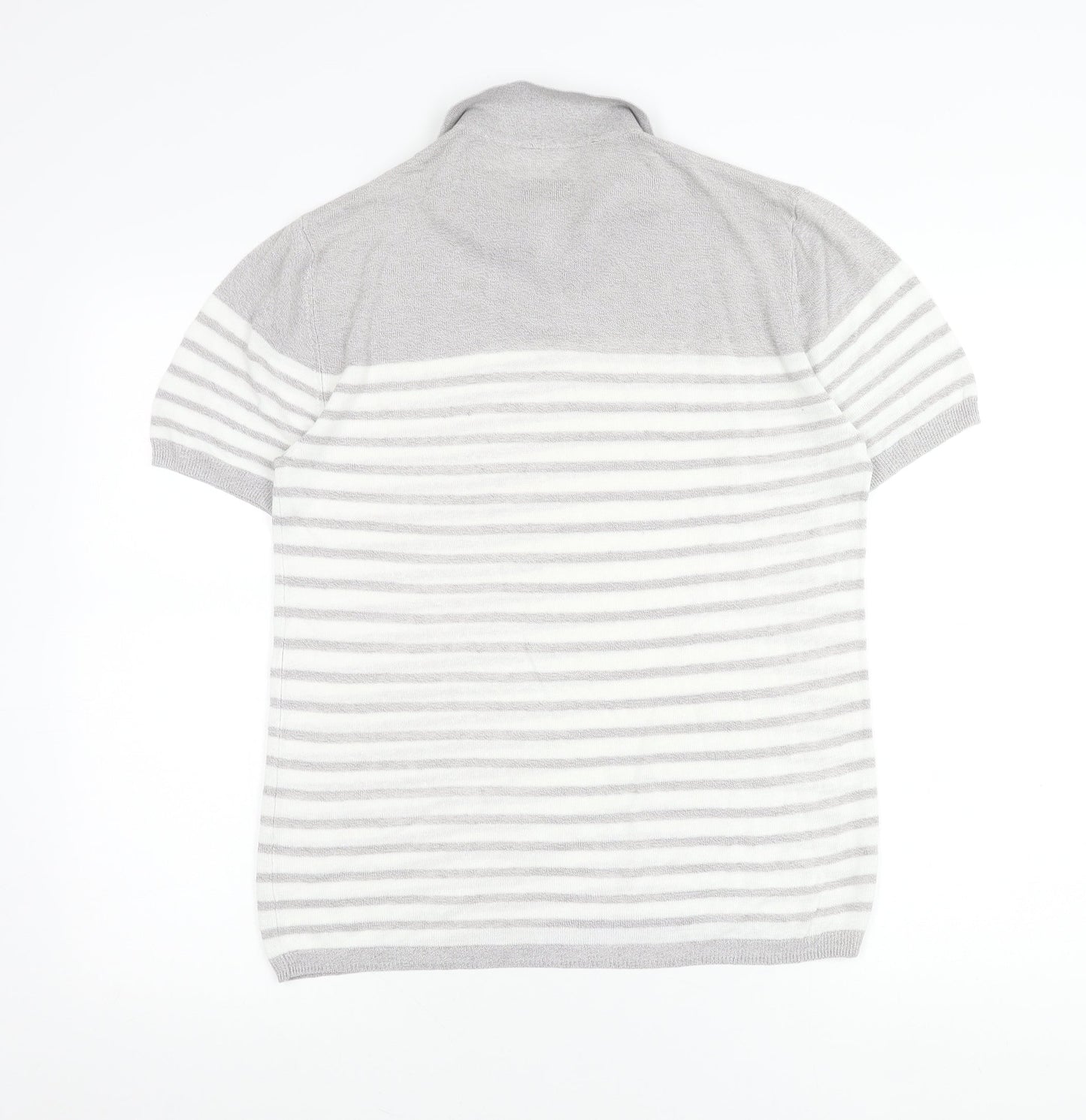 Adolfo Dominguez Men’s Grey Striped Polo Shirt Size M Cotton