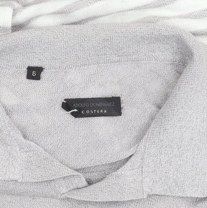 Adolfo Dominguez Men’s Grey Striped Polo Shirt Size M Cotton