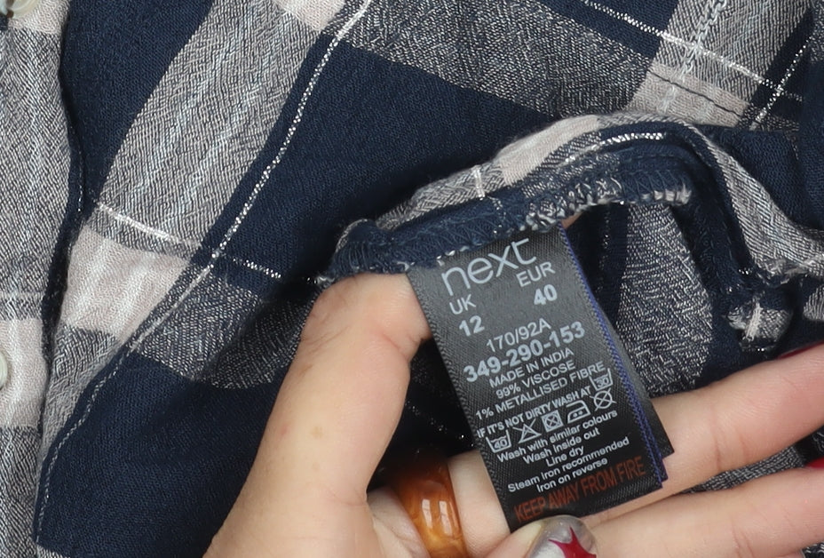 Womens UK Size 12 NEXT Blue Basic Button-Up