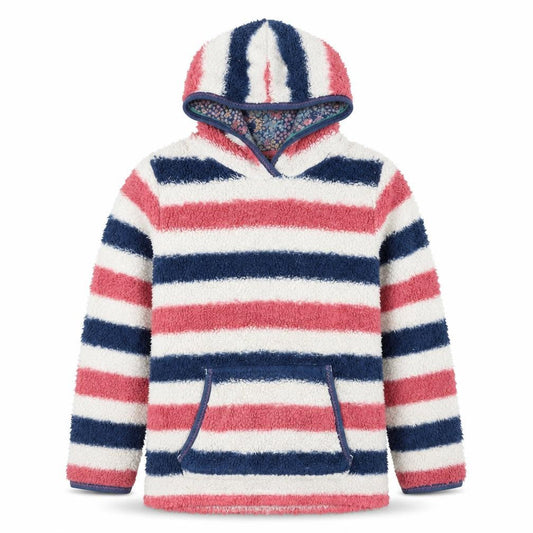 FatFace Girls Multicoloured Striped Fleece Hoodie 10-11 Years Pullover