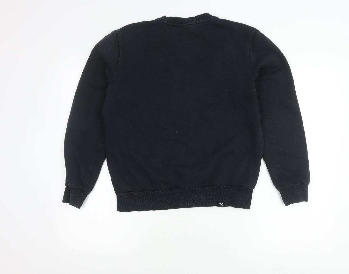 Puma Womens Black Small Pullover Sweatshirt Crew Neck Logo Fleece