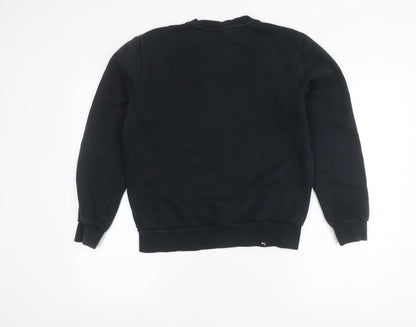 Puma Womens Black Small Pullover Sweatshirt Crew Neck Logo Fleece