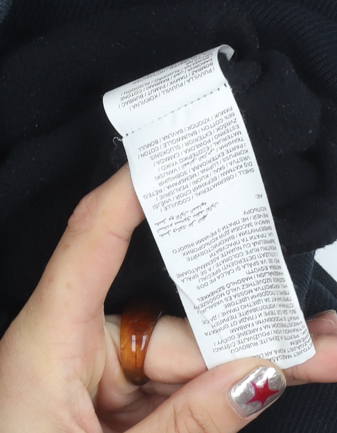 Puma Womens Black Small Pullover Sweatshirt Crew Neck Logo Fleece