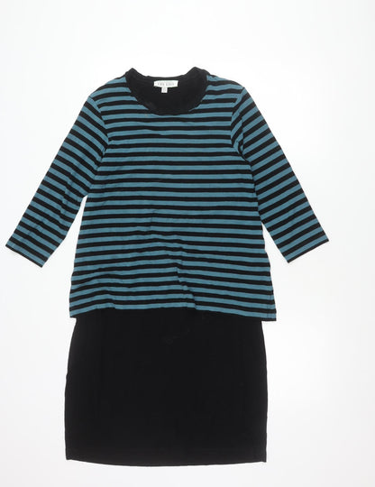 Carolyn Donnelly The Edit Womens Black Blue Striped Shift Dress UK 10