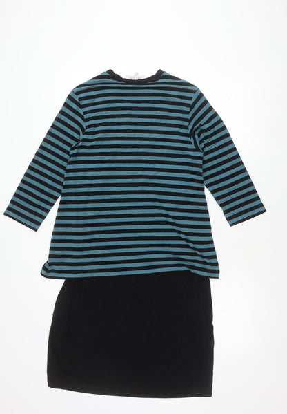 Carolyn Donnelly The Edit Womens Black Blue Striped Shift Dress UK 10